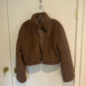 Live Tree Brown Cropped Teddy Coat